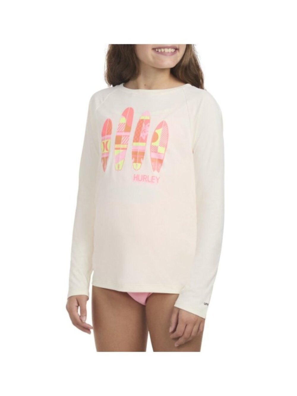 Hurley Girls Long Sleeve UPF Swim Top-Surf Boards-Size 7/8-NWT